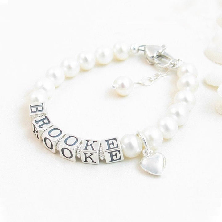 Personalized Pearl Baby and Girl‘s Name Bracelet for First Communion Gift