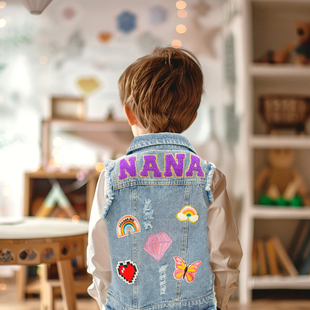 Personalized Childrens Patch Denim Vest