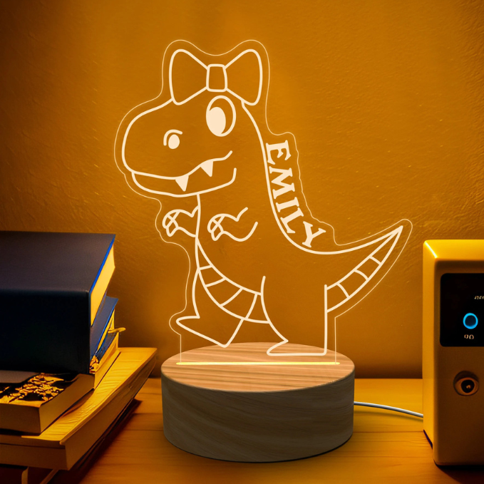 Personalized Dinosaur Night Light Room Decor Gifts for Kids