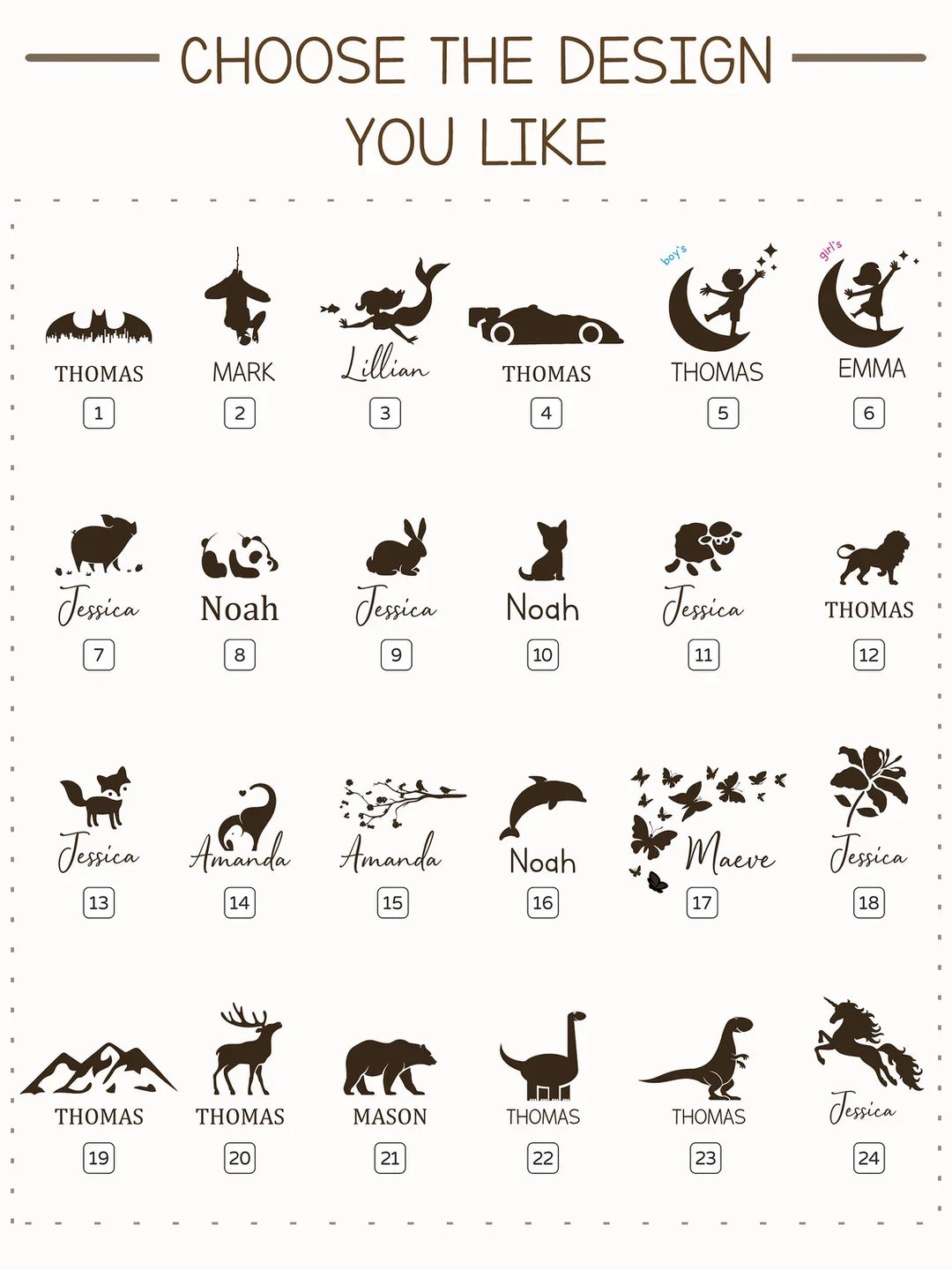 Personalized Wooden Baby Animals Growth Chart Choose The Design You Like