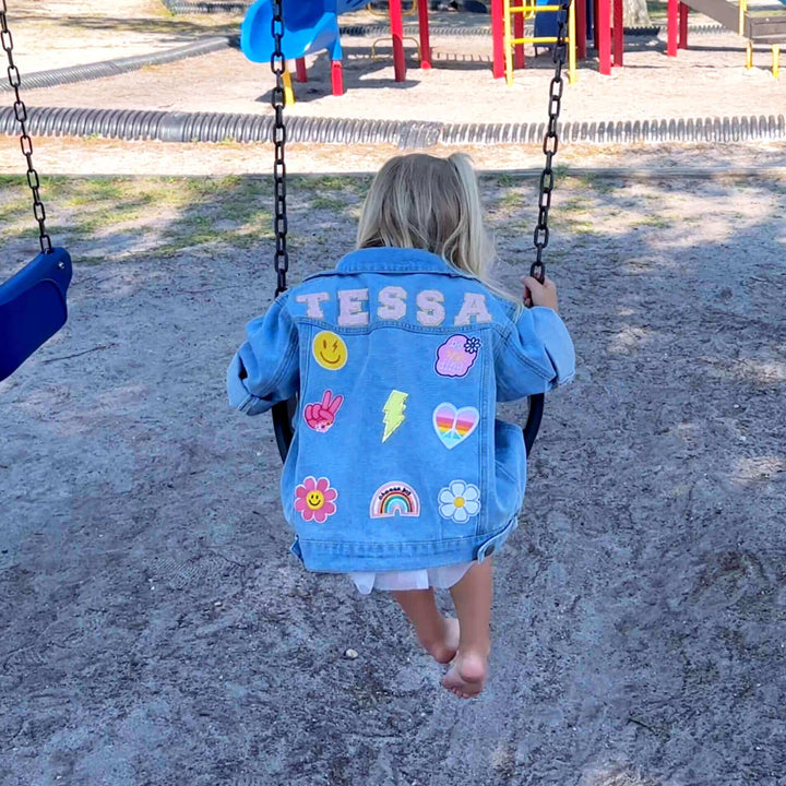 Personalisiertes Denim-Jacke mit Patches für Kinder