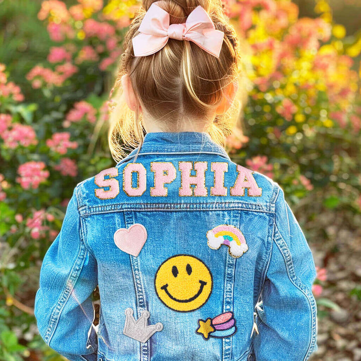 Personalisiertes Denim-Jacke mit Patches für Kinder