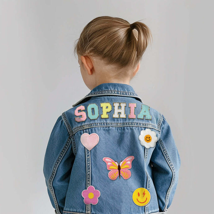 Personalisiertes Denim-Jacke mit Patches für Kinder