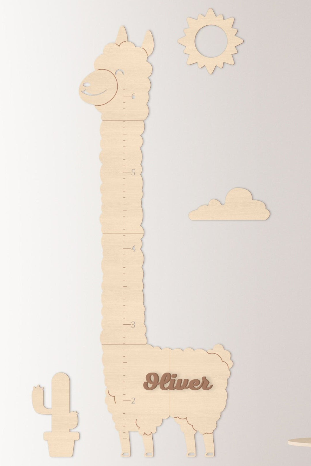 Personalized Wooden Baby Growth Height Chart - Alpaca