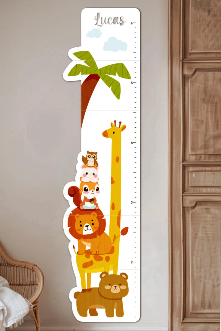 Personalized Wooden Cute Animals Growth Chart Ruler