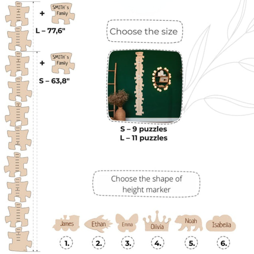 Personalised Wooden Puzzles Growth Chart Wall Decor