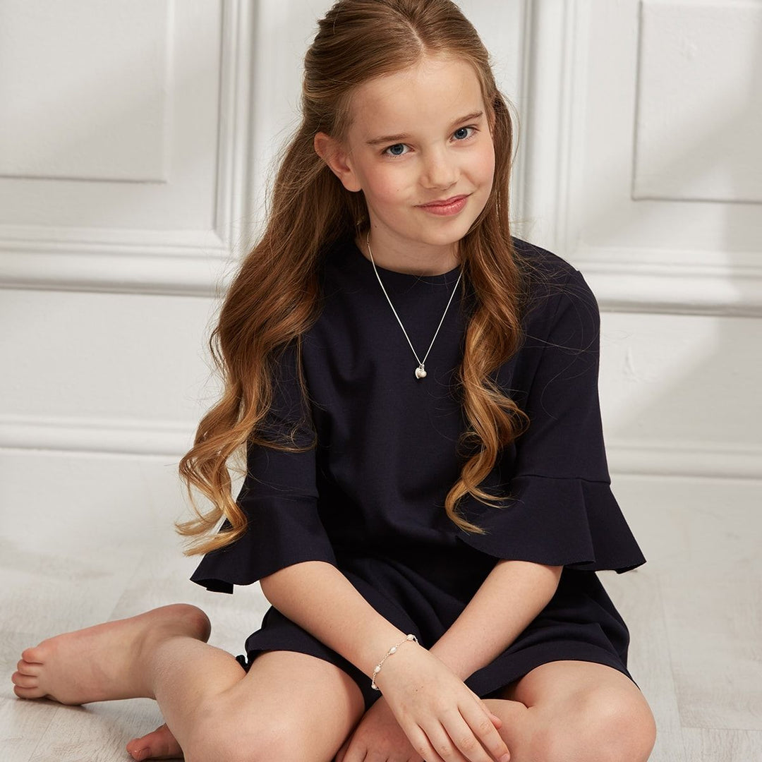 Heart and Pearl Childrens Initial Necklace